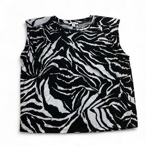 Bar III zebra print sleeves top with shoulder pads.. Medium